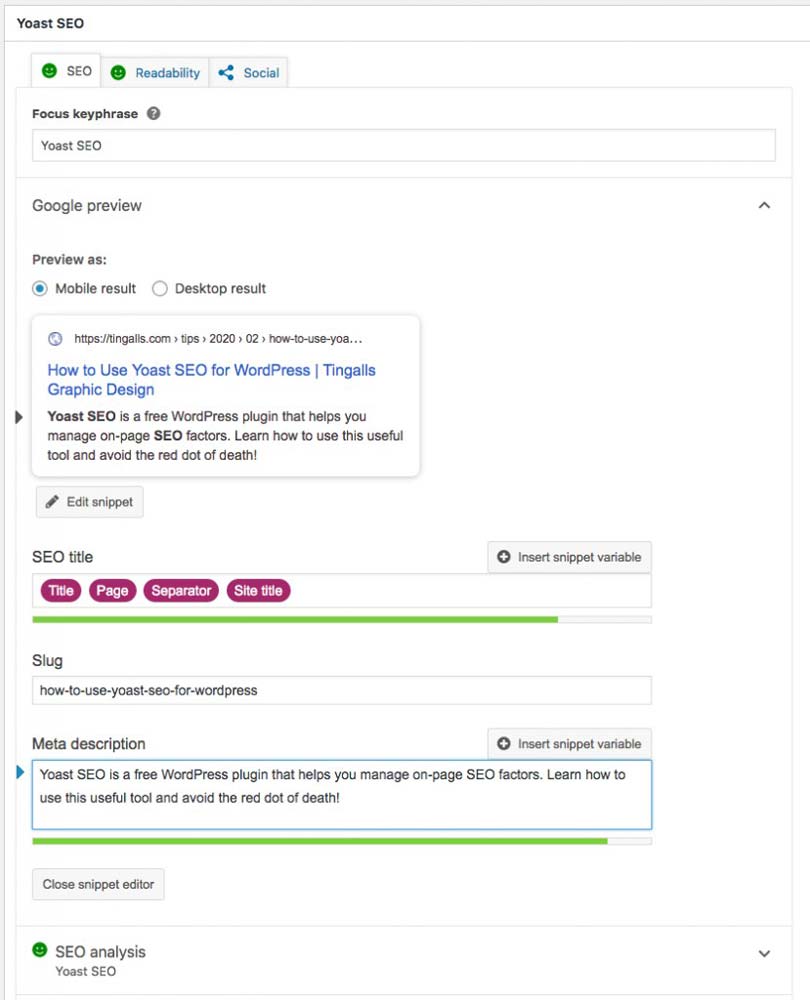Overview of the Yoast SEO metabox at the bottom of the post edit page - 0 تا 100 آموزش افزونه Yoast SEO